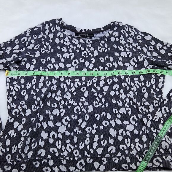 All Saints -556 Yosa Sweatshirt in leopard print‎ Black and grey size 8 Medium - Picture 5 of 6